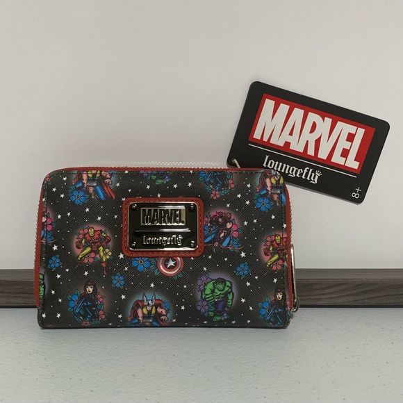 Loungefly Marvel Avengers Tattoo Mini Backpack and Zip-Around Wallet Set - Picture 8 of 13